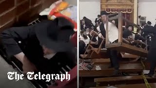 Riot breaks out in New York City synagogue over secret tunnel [upl. by Boynton]