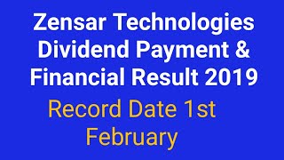 Zensar Technologies Dividend Payment amp Financial Result 2019  Record Date 1st February [upl. by Eniamsaj550]