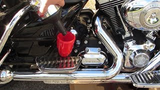 How to Change Oil and Fluid on a Harley Davidson Twin Cam Road King  GetLoweredcom [upl. by Elvera]