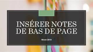 Comment insérer des notes de bas de page sur Word 2019 [upl. by Wainwright]