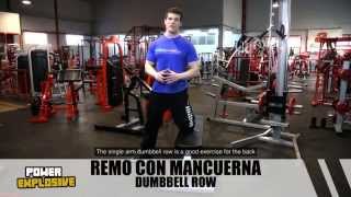 Remo con Mancuerna  Dumbbell Row  HSN Guía Ejercicios [upl. by Akerahs530]