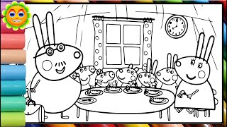 Drawing and Coloring Peppa Pig He is Having Lunch  Peppa pig Full Official Episodes [upl. by Ainavi]