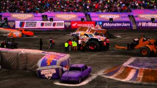 MaxD Maximum Destruction Monster Truck Double Backflip at Monster Jam 2015 [upl. by Domenico]