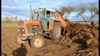 OGIEŃ W SZOPIE Wywóz obornika na pole Zetor 8011 i New Holland T5 [upl. by Asta56]