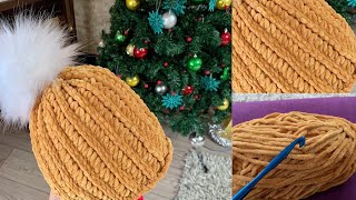 Tığla 1 saatte Kadife Bere  Chunky Crochet Beanie [upl. by Verner]