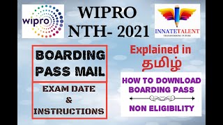 WIPRO NTH 2021 BOARDING PASS MAIL  WIPRO EXAM DATE  BOARDING PASS DOWNLOAD  NON ELIGIBILITY MAIL [upl. by Encrata]