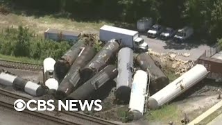 Freight train derails outside Chicago evacuations underway [upl. by Delainey]