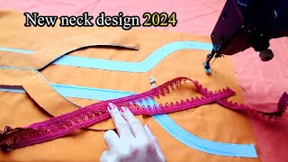 New neck design cutting and stitching  New lace with mooti very easy 2024 [upl. by Ydwor791]