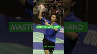 Taufik Hidayat quotmaster backhandquot shorts shortsvideo badminton [upl. by Nidnerb]