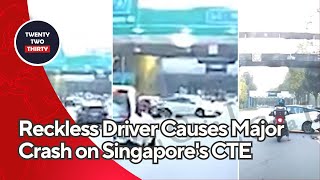 Outrageous Road Rage Reckless Driver Causes Major Crash on Singapores CTE—Caught on Camera [upl. by Aralomo857]