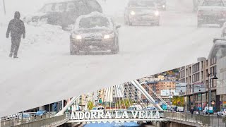 4K  Andorra la Vella 2023  Driving in snow  winter with CHILL OUT MUSIC calm amp Relaxing [upl. by Eldreeda]