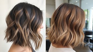 Flattering Chin length A line Bob Feminine Rounded Bob Hairstyles For 2024 Balayage Highlights Wolf [upl. by Enyamart]