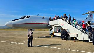 Ту134 ак Air Koryo  Рейс Пхеньян — Оран  Горы Чильбо  КНДР сельская местность [upl. by Cloe]