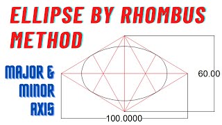 Ellipse by Rhombus Method Major and Minor axis  Four Center Method Ellipse  Engineering graphics [upl. by Ezitram]