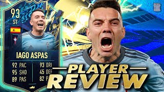 93 TEAM OF THE SEASON IAGO ASPAS PLAYER REVIEW TOTS IAGO ASPAS SBC  FIFA 22 Ultimate Team [upl. by Enimsay686]