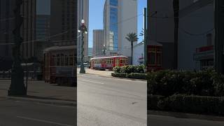 A streetcar rolls down Canal St in French Quarter in New Orleans neworleans streetcar trolley [upl. by Assiron117]