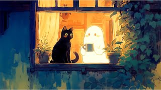 Cuddly Cat Lofi for a Spooky Halloween Night 👻 Lofi Hip Hop 🎃 Hauntingly Cozy Lofi for a Cattastic [upl. by Brittney91]