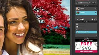 Como fazer montagem com 2 fotos usando o Photoshop Online [upl. by Einned]