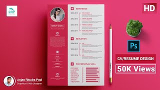 How to Create a CVRESUME template in Photoshop  ✪ Photoshop Tutorial ✪ [upl. by Borer936]