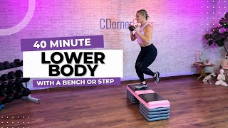 40 Minute Killer Legs Workout At Home  With Weight Bench or Step [upl. by Nylrats575]