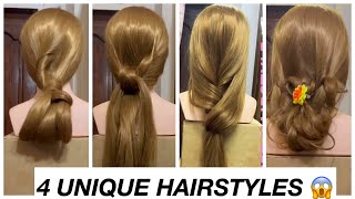 4 EXTREMELY UNIQUE HAIRSTYLES FOR BEGINNERS 🫵🏻 in slow pace 🫶🏻 [upl. by Kcirtemed]