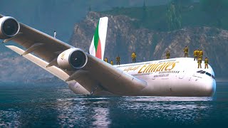 passenger airplane crash landing in water  Emergency team tries saving them GTA 5 movie [upl. by Urina355]