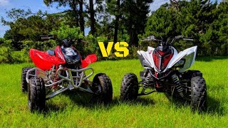 Honda TRX450R vs Yamaha Raptor 700R [upl. by Nellda144]