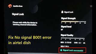 How to fix No signal Tv code B001 error in airtel digital tv dish by doing Satellite Scan [upl. by Roydd157]