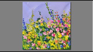 Acrylic Wildflower Painting Palette Knife painting techniques [upl. by Htebesile]