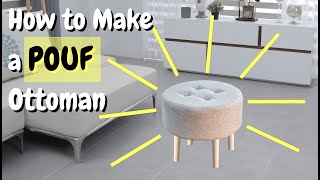 DIY Round POUF Ottoman  Make your Own FOOTSTOOL [upl. by Notselrahc]