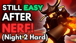 How To SOLO Night 2 Hard AFTER NERF TDS Halloween Event Night 2  Tower Defense Simulator [upl. by Neelya266]