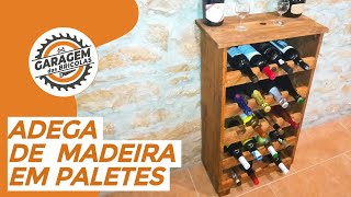 Adega de madeira em paletes Garrafeira de vinhos  Wine rack pallet wood [upl. by Slotnick]