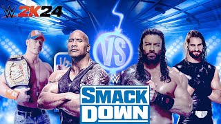 John Cena amp The Rock vs Roman Reigns amp Seth Rollins  WWE 2K24 SmackDownquot wwe wrestling [upl. by Tur]