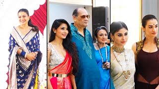 Mouni Roy Kajol amp Her Sister Tanishaa Mukerji At Durga Puja 2021 [upl. by Ydualc]