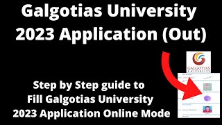 Galgotias University Admission 2023 Application Started  How to Fill Application Form Online Mode [upl. by Aldwin]