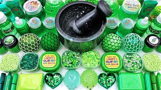 Satisfying Crushing 💯 Slime crush glitters ✅😬💥Mixing Green Makeup Cosmetics into Glossy Slime ASMR [upl. by Aras]