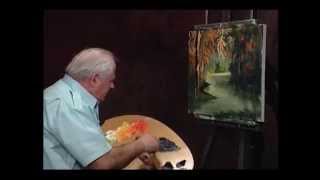 Bill Alexander paints a wonderful path in the forest part 33 wet on wet oil painting art [upl. by Irmo615]