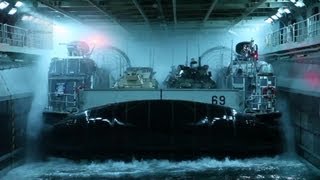 Navy LCAC Hovercrafts Docking on USS Kearsarge [upl. by Aidekal752]