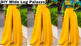 The Easiest Way to Make a Wide Leg Palazzo Pants in Less than 10 minutes  A line trousers tutorial [upl. by Arathorn]