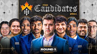 FIDE Candidates 2024  Rd 5  Gukesh in joint lead with Nepo  ft Samay Srinath Amruta Harshit [upl. by Allin699]