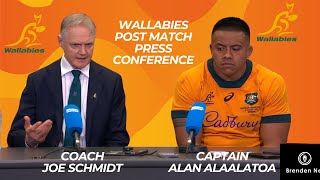 WALLABIES Brisbane postmatch press conference Joe Schmidt and Alan Alaalatoa [upl. by Aikenahs323]