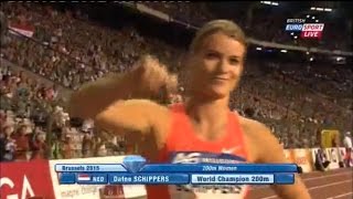 Dafne Schippers Beats Allyson Felix in Womens 200m 2212 at IAAF Brussels Diamond League BEL [upl. by Akcirahs]