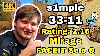 GOAT is back s1mple 3311 Solo Q VOICE COMMS Mirage  Sep 16 2024 cs2 pov [upl. by Elmo]