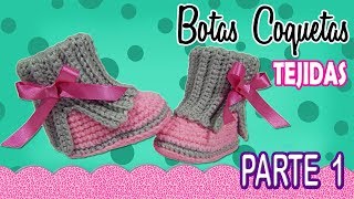 Botas coquetas para niña Tejidas a Crochet  parte 12 [upl. by Salas]