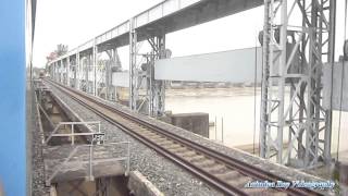 Crossing massive Farakka barrage  New Jalpaiguri Howrah LHB Shatabdi Express [upl. by Jasun817]