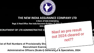 Niacl Ao Pre 2024 result out cleared or not niaclao ibps bankingexam result [upl. by Knick]