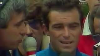 Interview de Bernard Hinault à larrivée des championnats du monde de cyclisme 1980 à Sallanches [upl. by Nerag]