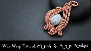 Intermediate Wire Wrap Tutorial CLOUDS AND MOON PENDANT [upl. by Cissej]