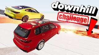 Cars VS Dangerous Downhill Track Challenge 5  BeamNG Drive [upl. by Hurlee]