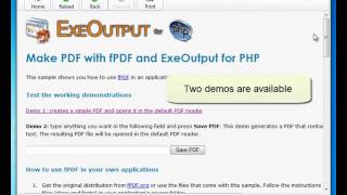 Make PDF with PHP and ExeOutput for PHP [upl. by Ydisahc]